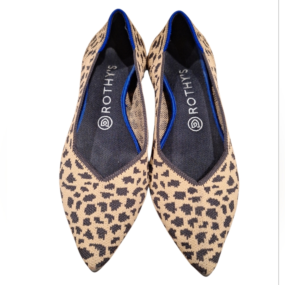 Rothy's The Point Tan Leopard Print Flats 8 Retired